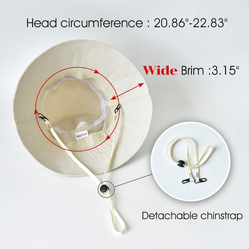 SOMALER Womens Cotton Wide Brim Sun Hats UPF64+ UV Packable Beach Hat Summer Bucket Cap for Travel - Image 3